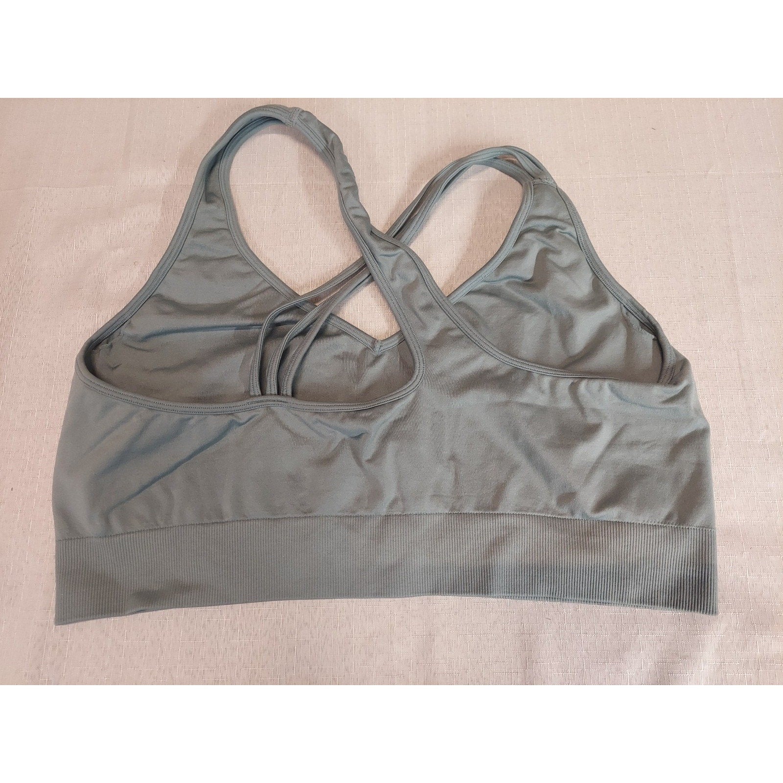 AVIA Womens Sports Bra XXXL 22 Green Criss Cross Back Seamless Athletic Workout