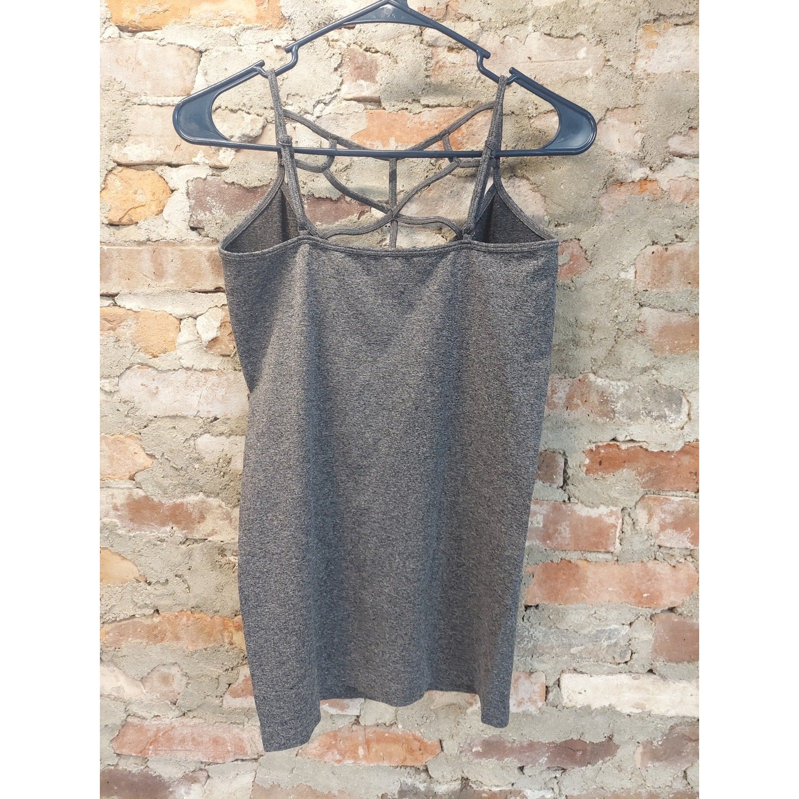 ZENANA OUTFITTERS Womens Tank Top 1X 2X Heather Gray Criss Cross Strappy Back
