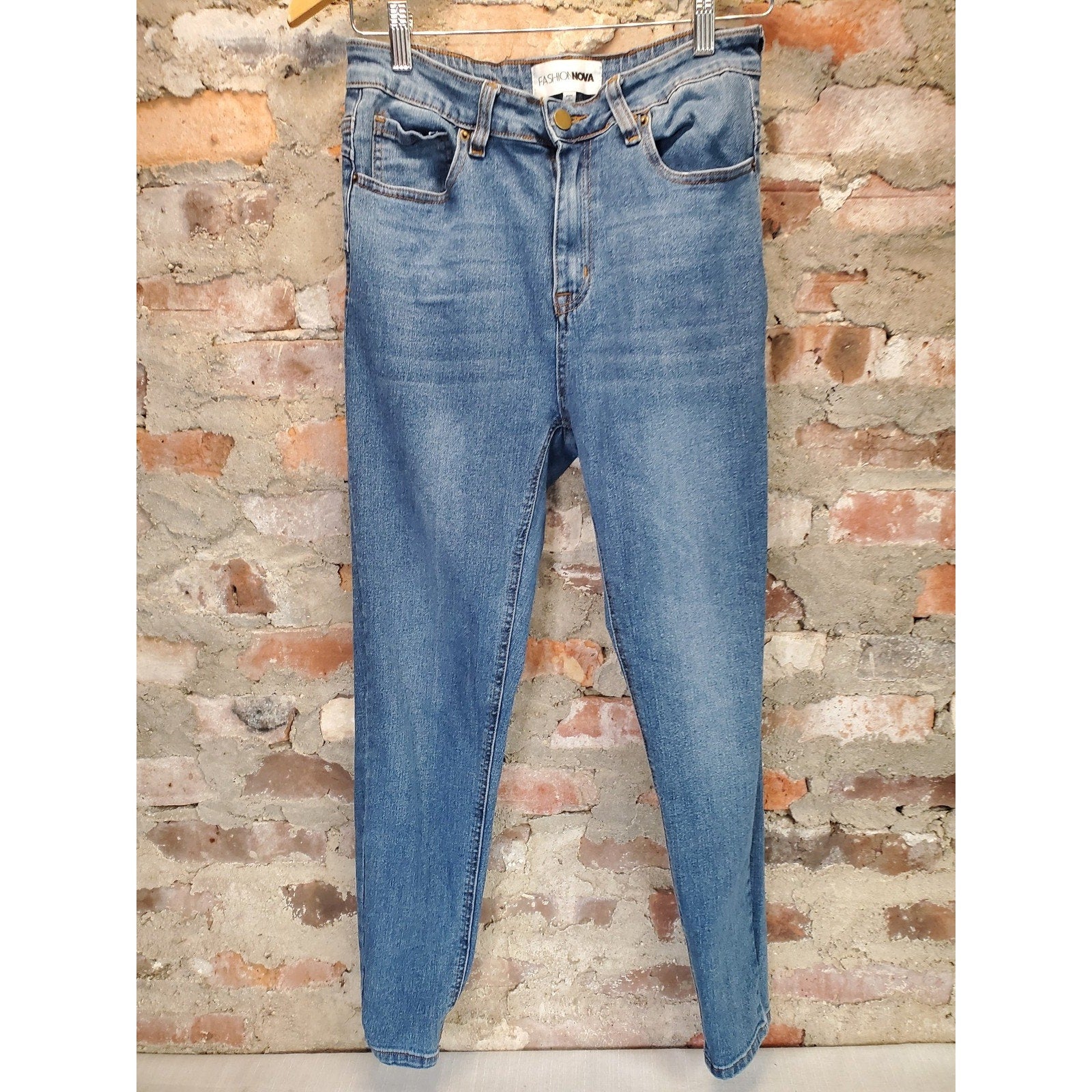 Fashion Nova Womens High Rise Stretch Skinny Jeans Size 11 Medium Wash Blue