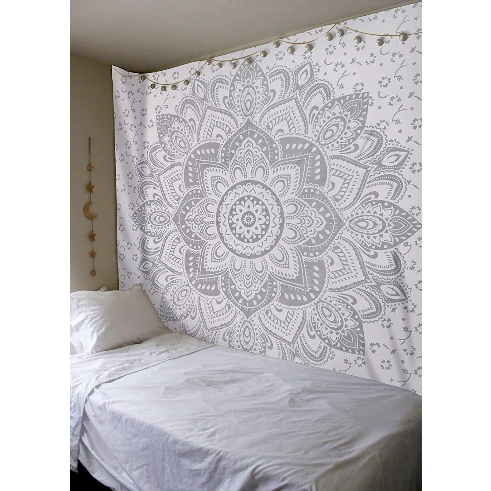 Popular Handicrafts Mandala Tapestry Wall Hanging 30x40" Gray White Bohemian