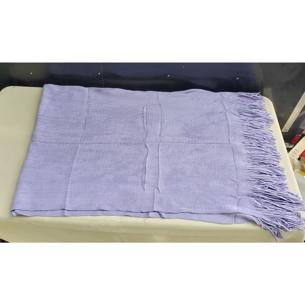 Soft Cozy Throw Blanket Lavender Light Purple Fringe Home Decor 50x60"