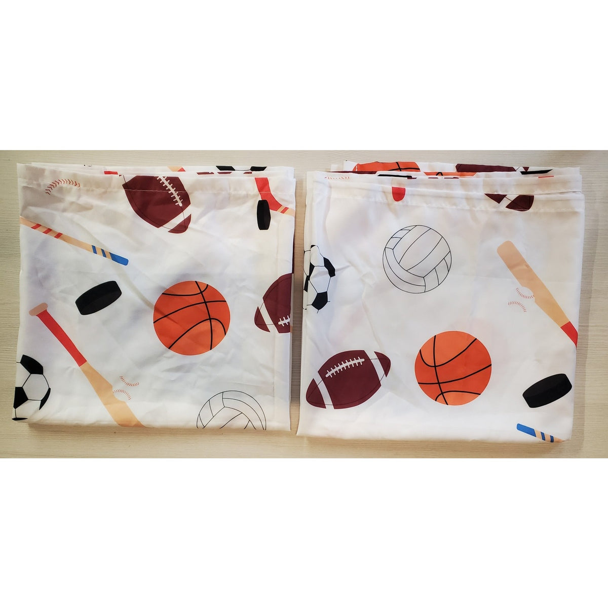 Kids Boys Room Sports Theme Curtains Drapes Panel Set White 42x45 inch