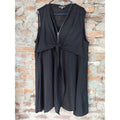 KATE & MALLORY Womens 2X Black Full Zip Sleeveless Tie Front Plus Size Tunic Top