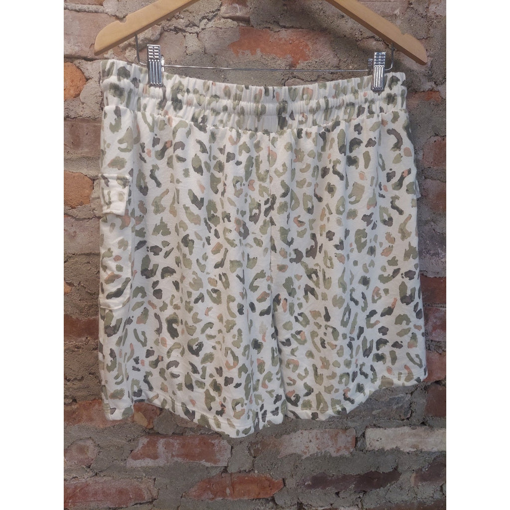 LIVE WELL Lounge Womens Shorts 14 16W Camo Print Drawstring Elastic Waist Cargo