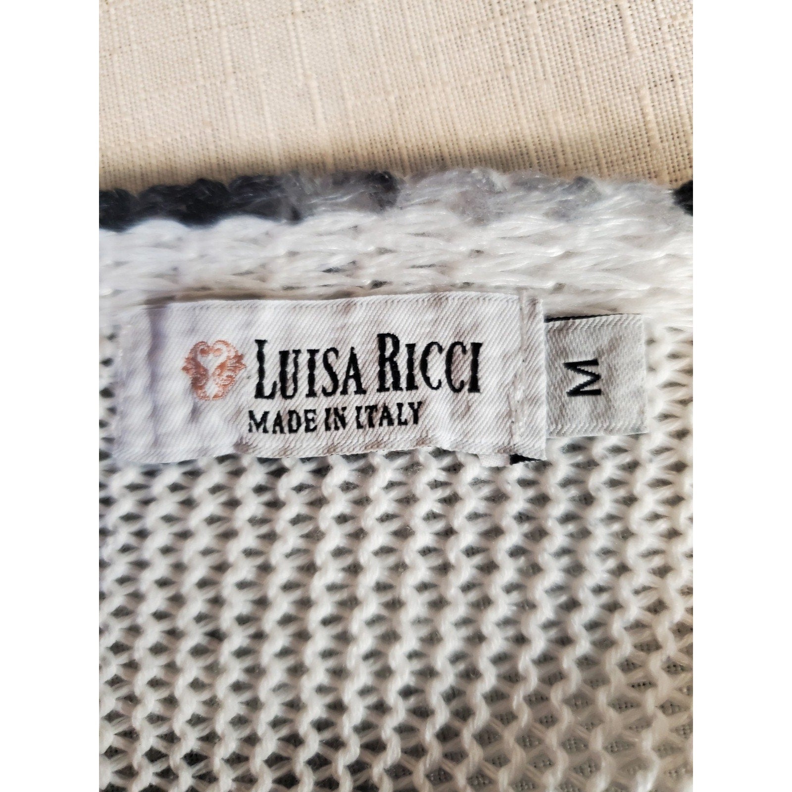 Lusia Ricci Womens Sweater M Black White Tie Dye Dolman Sleeve Relaxed Fit