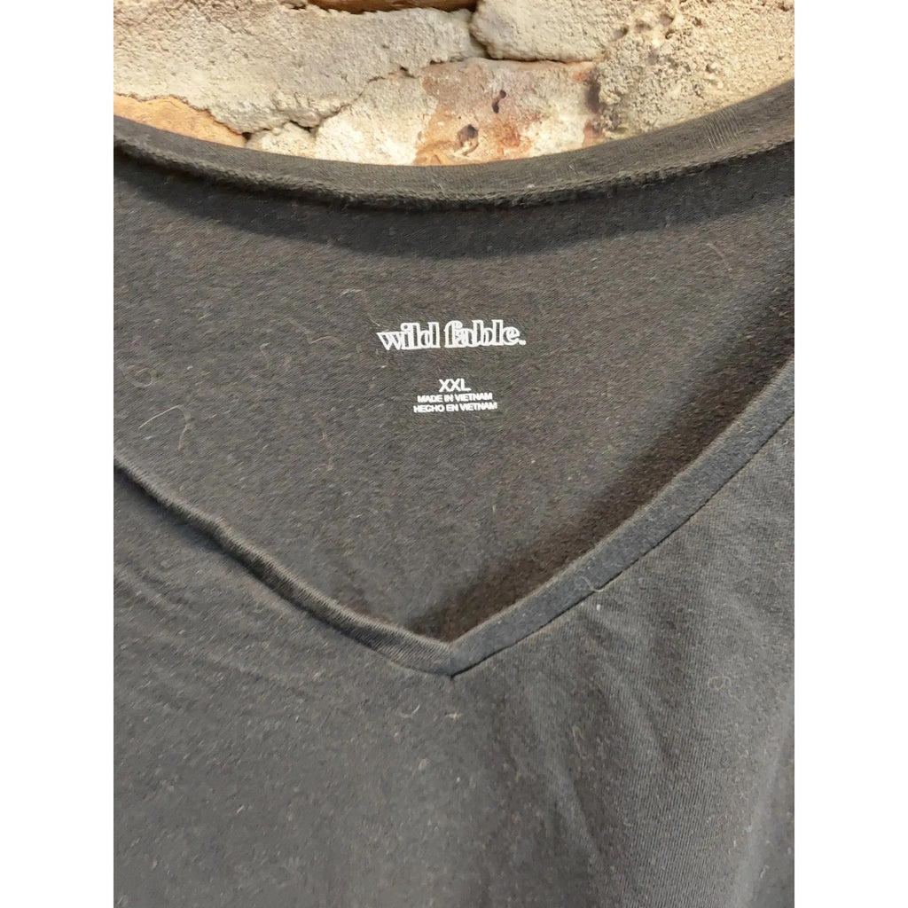 Wild Fable Womens V-Neck Crop Top T-Shirt Size XXL Black Casual