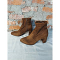 Nine West Womens Ankle Boots Size 6M Brown Block Heel Pointed Toe Suede Side Zip