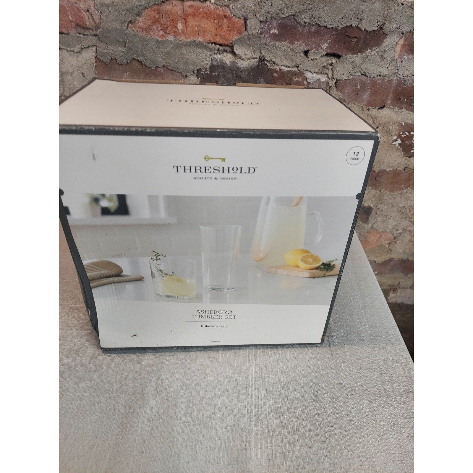 Threshold Asheboro Tumbler Set 12 Piece Glasses Dishwasher Safe Clear Drinkware