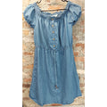 MPH Collection Womens Dress 1X Light Blue Off Shoulder Puff Sleeve Tie Waist