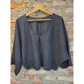 EXPRESS Womens V Neck Knit Sweater Small S Charcoal Shimmer Metallic Dolman