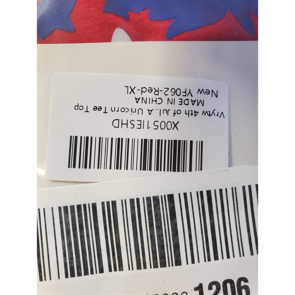 Womens Top XL Red White Blue American Flag Unicorn Patriotic 4th of July New