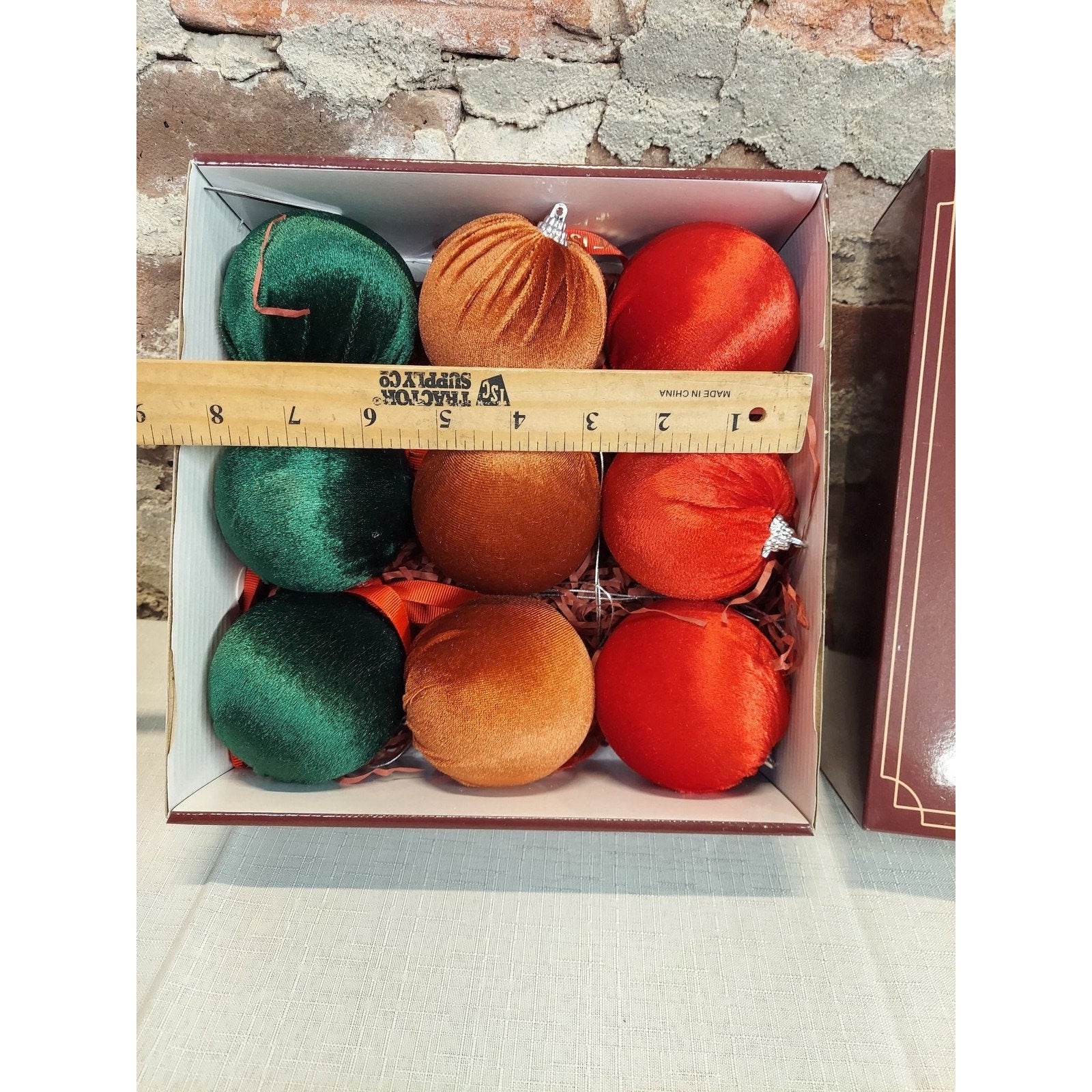 Velvet Christmas Ball Ornaments Set of 9 Multicolor 2.75 Inch Holiday Tree Decor