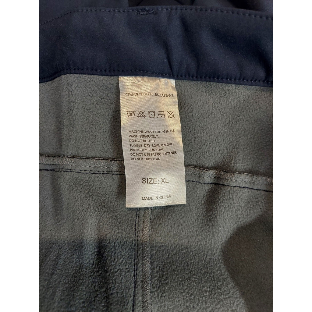 Mens Hiking Pants XL Navy Blue Fleece Lined Zipper Pockets Ankle Zips Snow