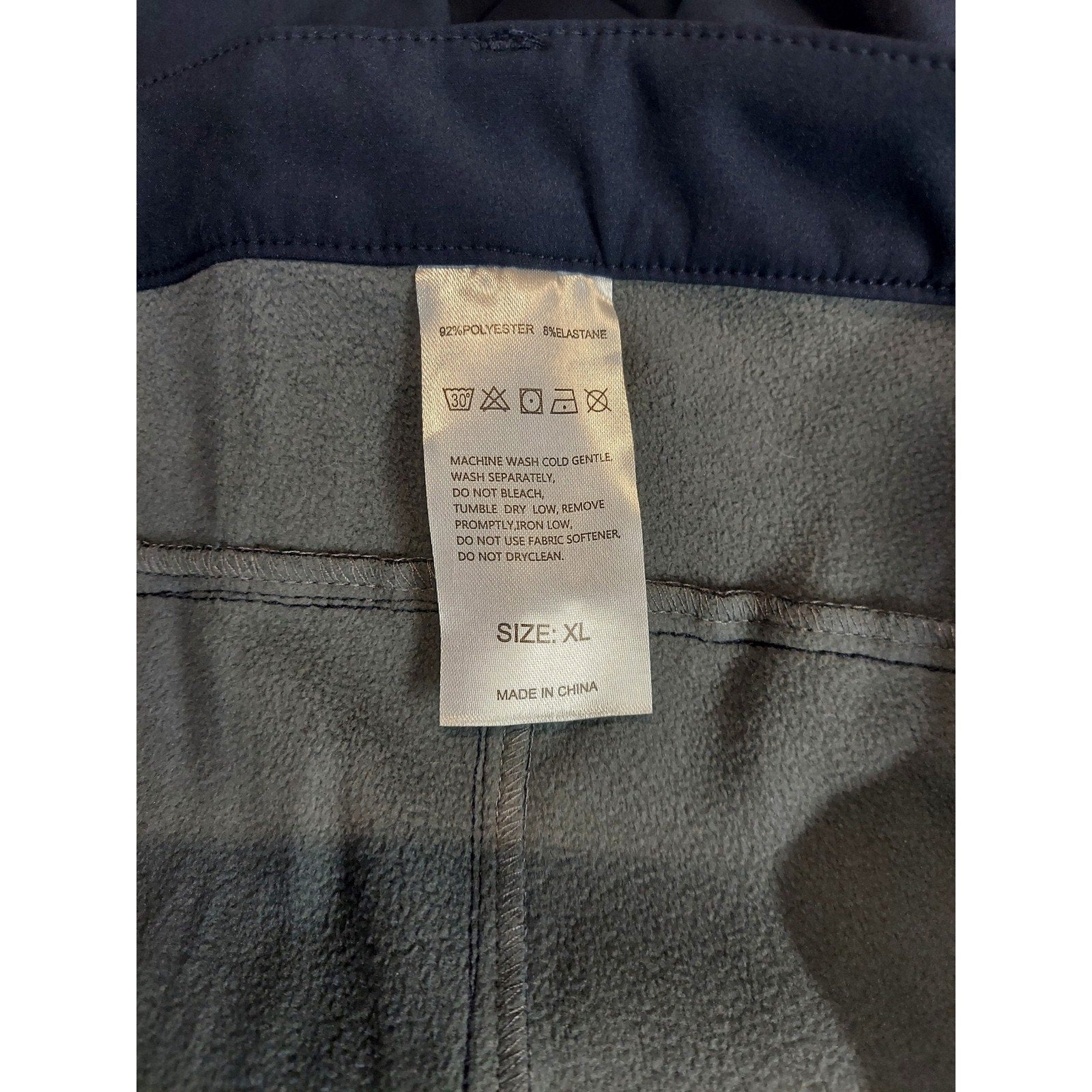 Mens Hiking Pants XL Navy Blue Fleece Lined Zipper Pockets Ankle Zips Snow