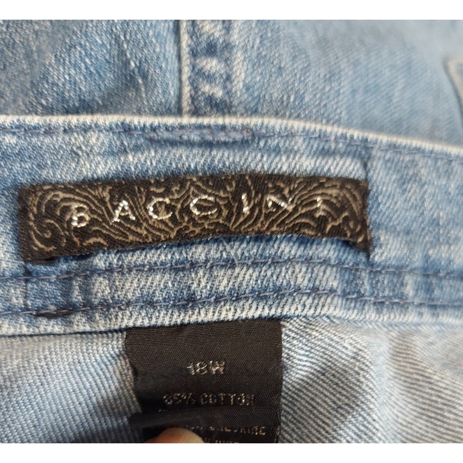 Baccini Womens Denim Jean Shorts 18W Light Wash Blue Embellished Pockets