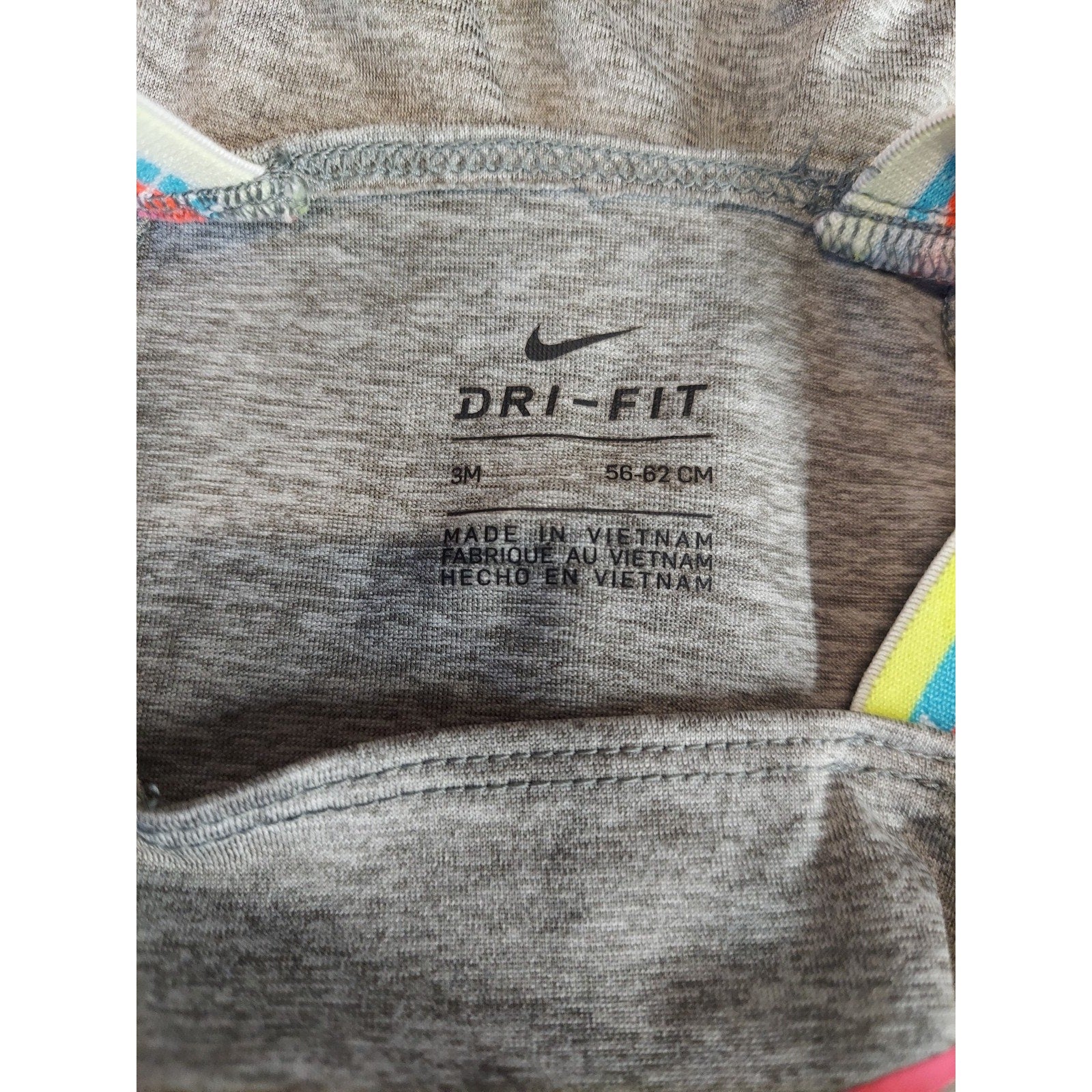 Nike Baby Romper One Piece Bodysuit 3M Gray Multicolor Dri-Fit Athletic