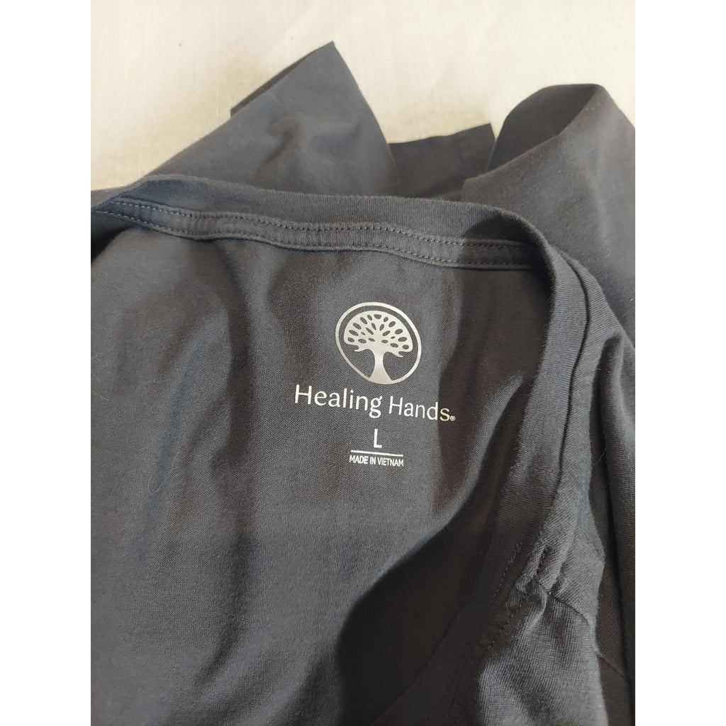 Healing Hands Womens Long Sleeve Scoop Neck Shirt L Grey Comfortable