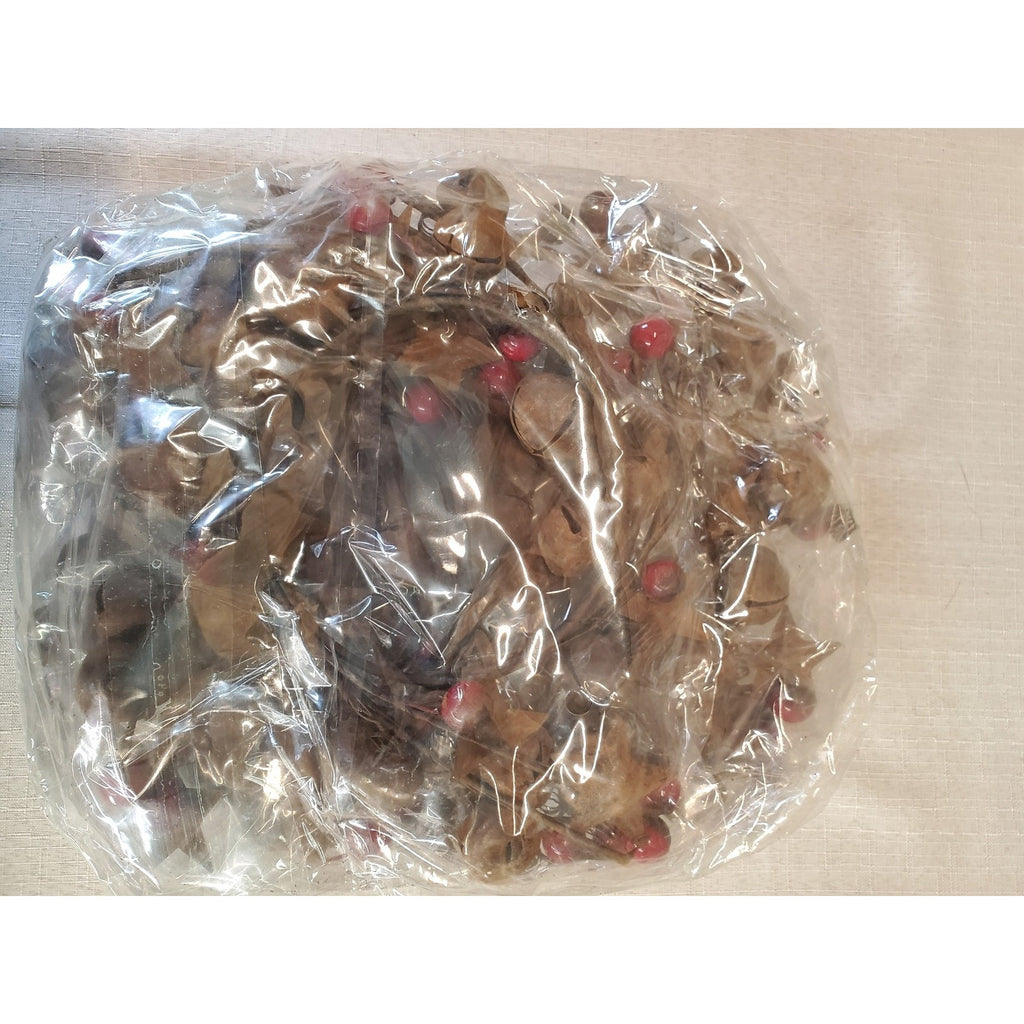 Metal Bell Garland Candle Ring Stars Berries Rustic Christmas Holiday Decor