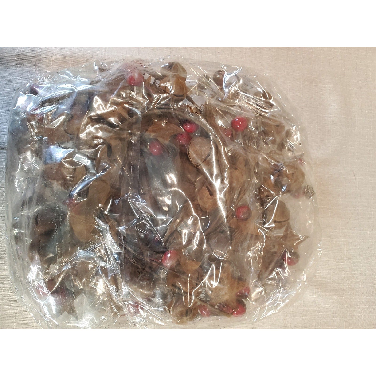 Metal Bell Garland Candle Ring Stars Berries Rustic Christmas Holiday Decor