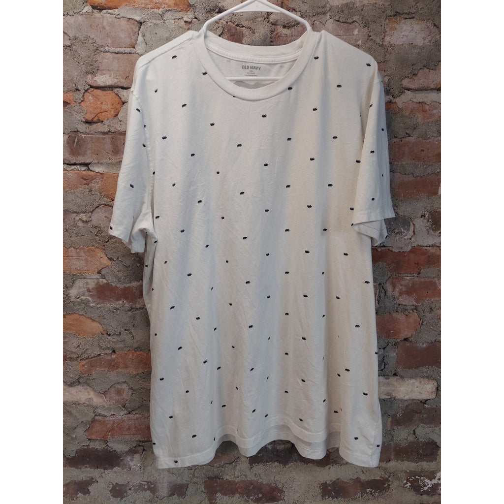 Old Navy Mens T Shirt XXL White Soft Washed Crown Print Graphic Tee Crew Neck