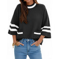 Cicy Bell Womens Oversized Sweater Sz S Black White Striped Knit 3/4 Sleeve New
