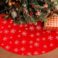 Christmas Tree Skirt Red Snowflake Sequin Plush Holiday Xmas Decor