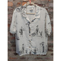 Hot Cotton Woman Womens 1X White Black Print Button Down Short Sleeve Shirt 100%