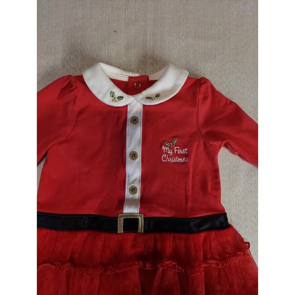 little Me Baby Girl Christmas Dress 9M Red My First Christmas Long Sleeve Tulle