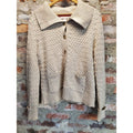 Banana Republic Womens Cardigan XL Beige Shawl Collar Cable Knit Cotton Button