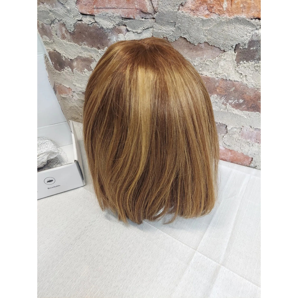 Short Bob Wig With Bangs Womens 10 Inch Heat Friendly Brown Blonde P4/27 2x1
