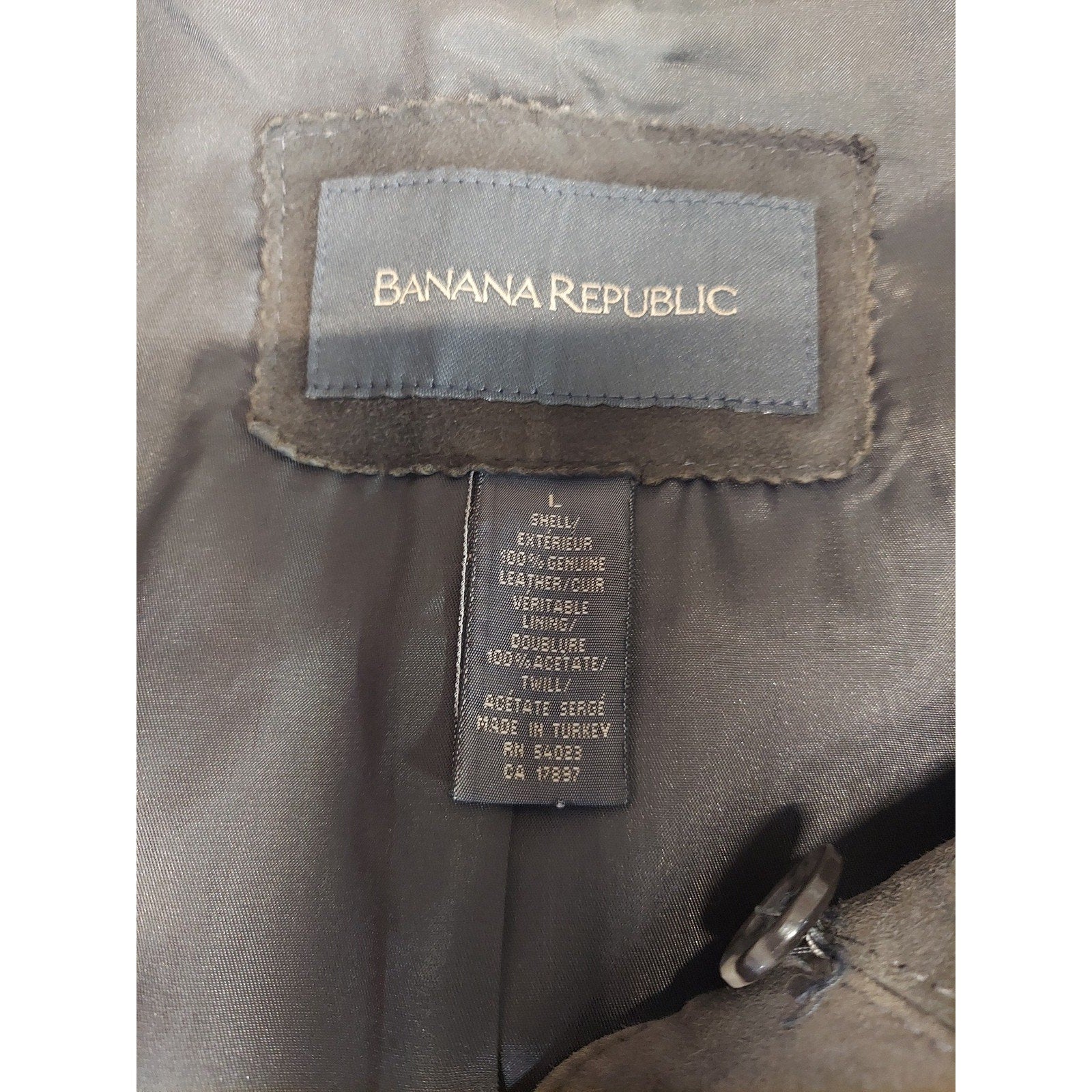 Banana Republic Suede Jacket L Olive Green Genuine Leather Button Front