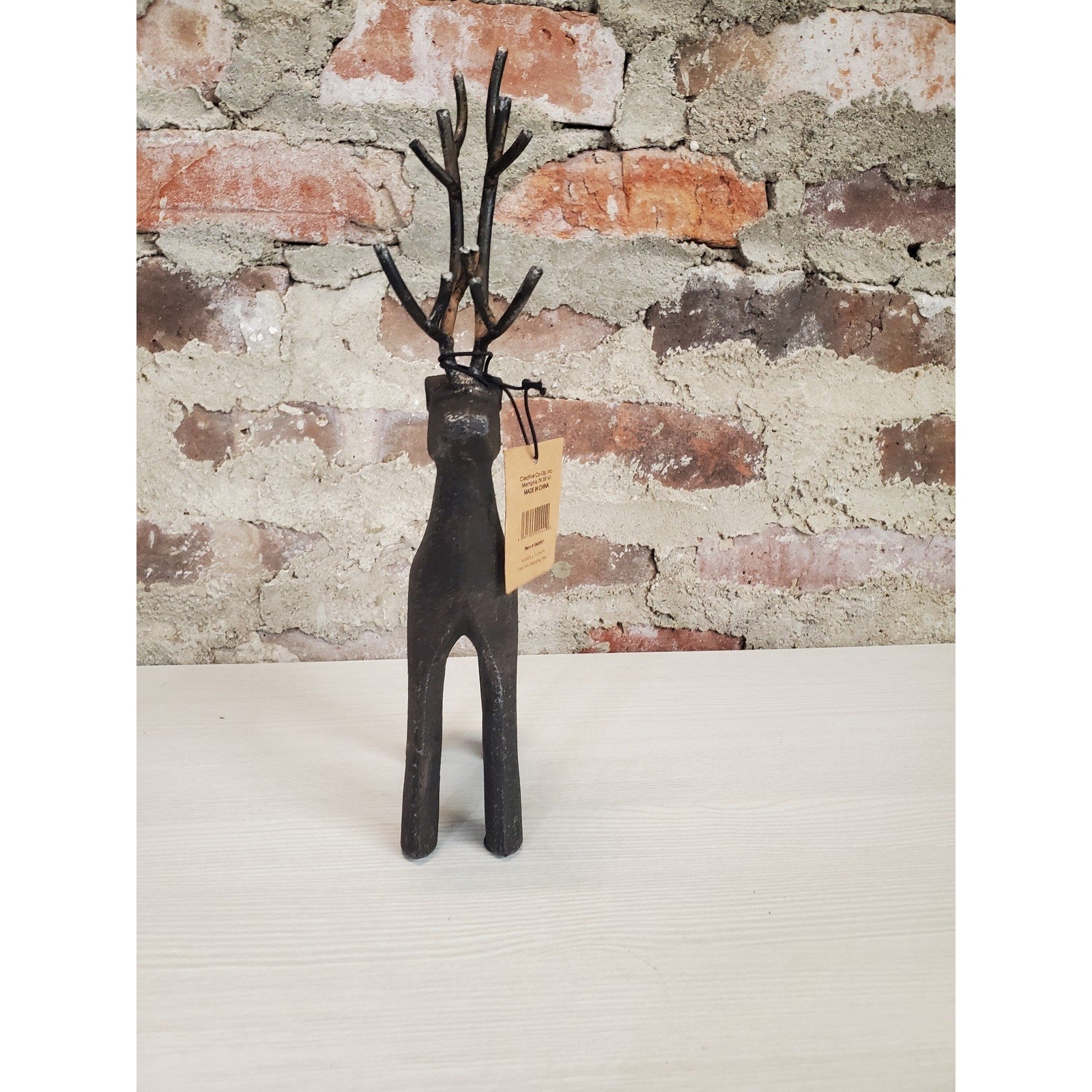 Deer Reindeer Figurine Metal Rustic Holiday Farmhouse Decor 10.5 Inch Tall Wire