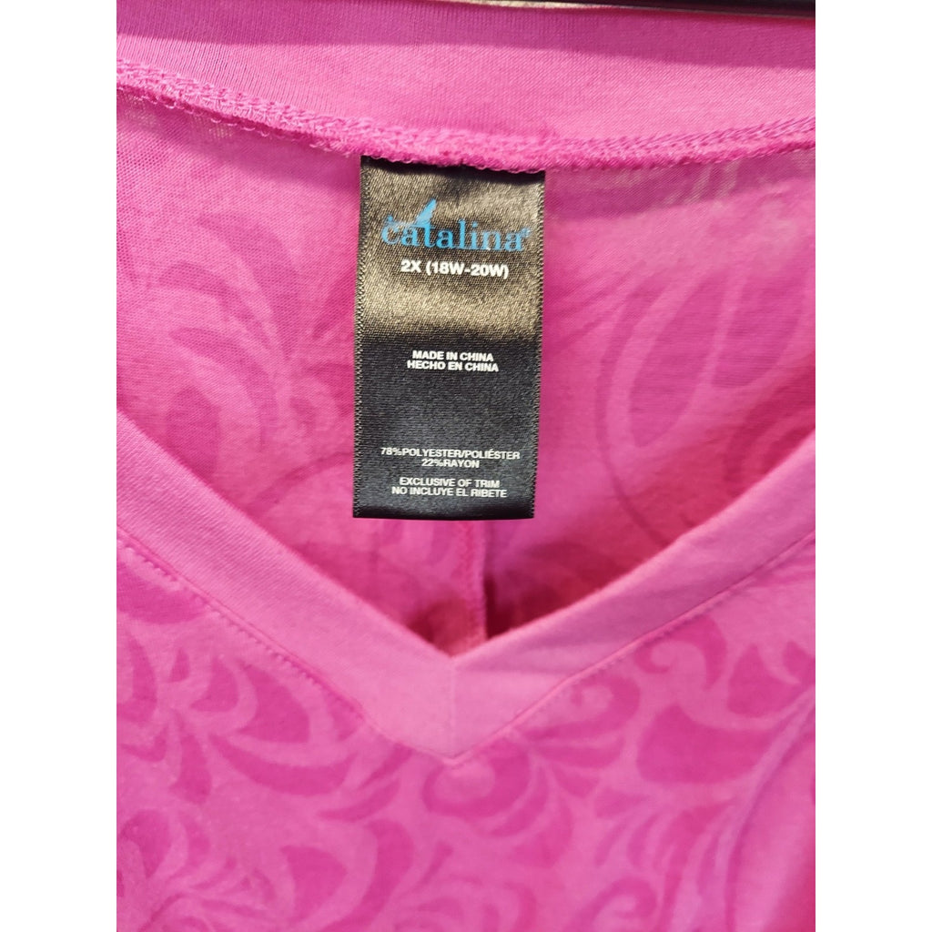 Catalina Cover Up Womens Plus Size 2X 18W 20W Drawstring Pink Patterned