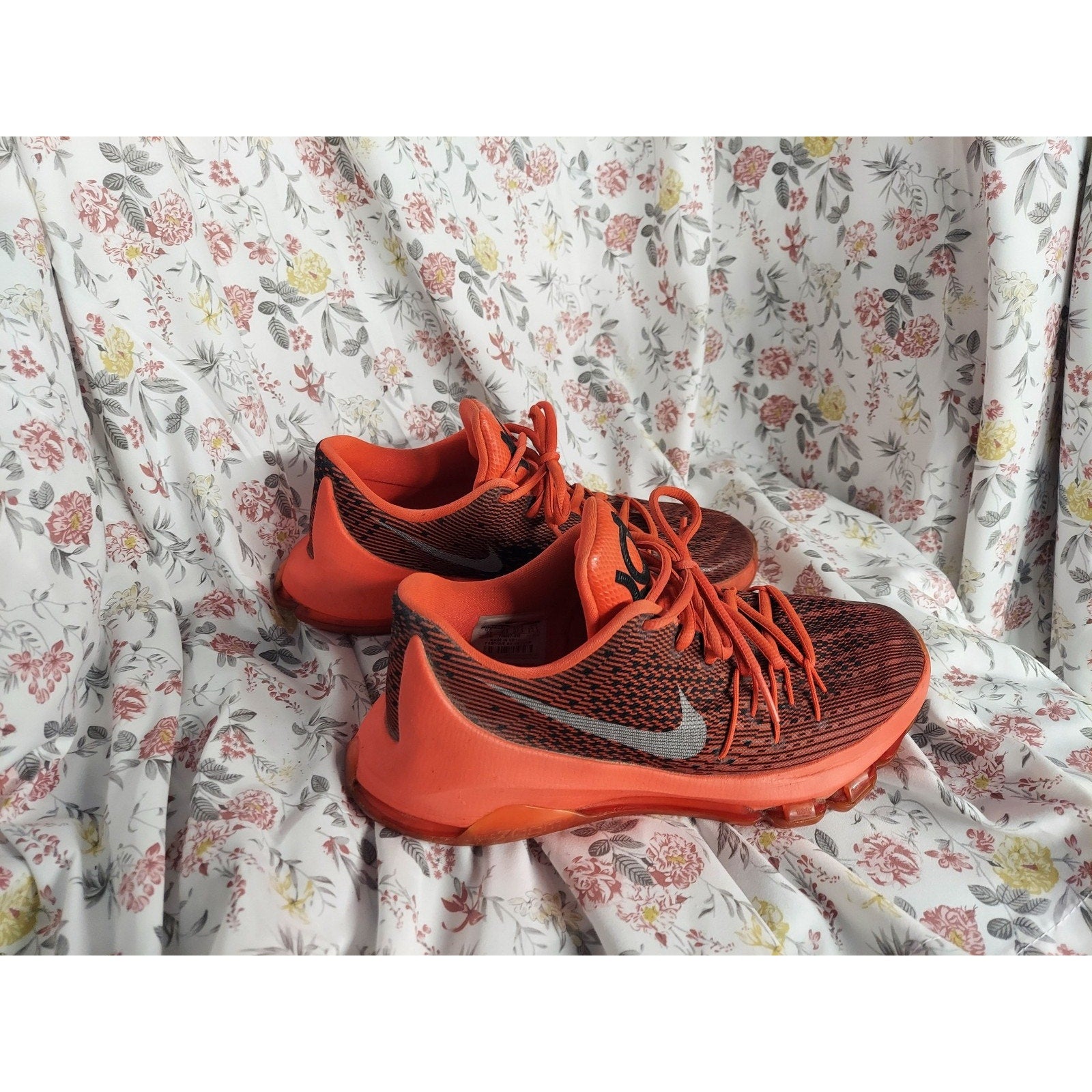 Nike KD 8 Youth 5Y Orange Black Basketball Athletic Training Low Top Shoes