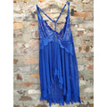 Donnalla Womens Babydoll Lingerie Set M Royal Blue Lace Sheer Nightwear Thong