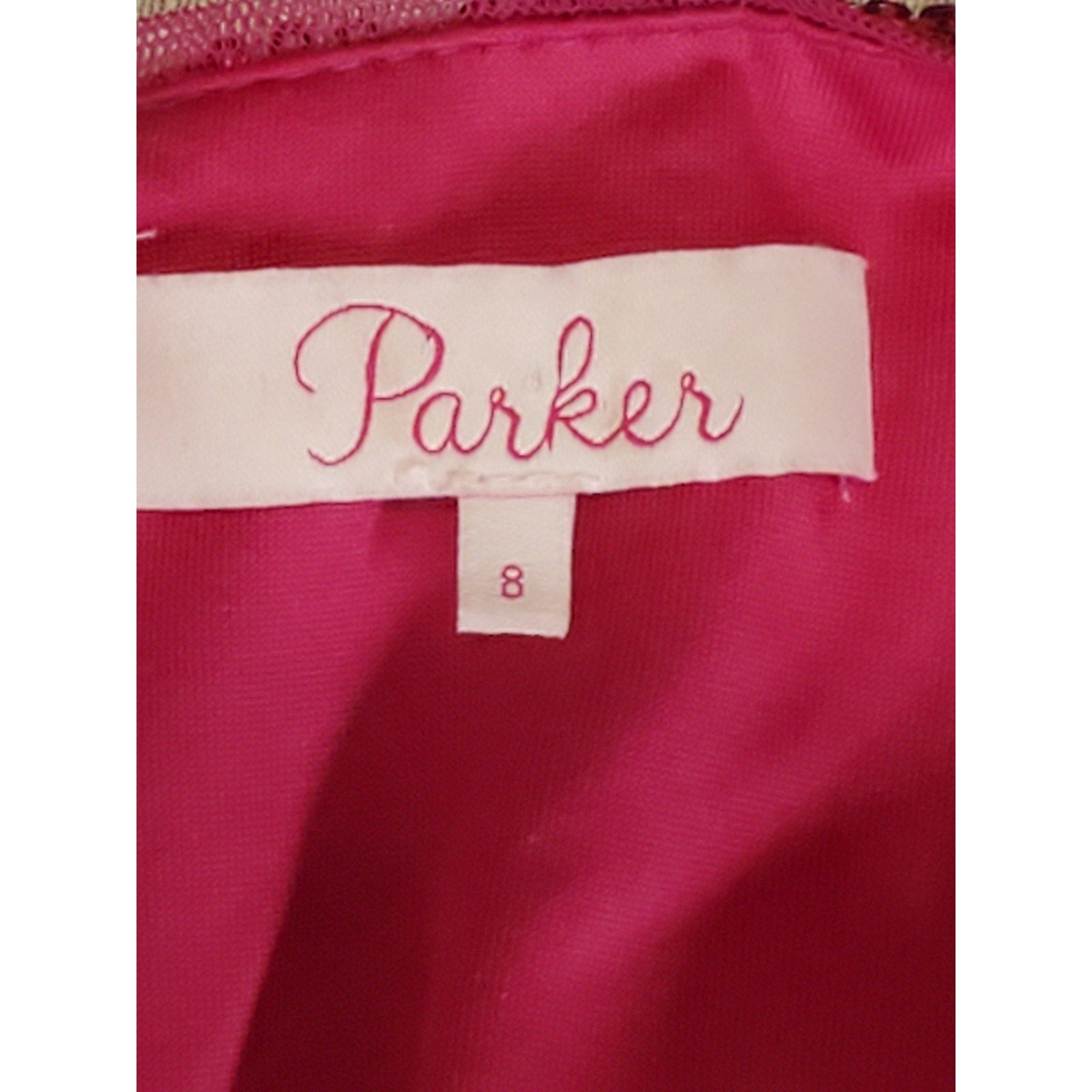 Parker Womens Fuchsia Sequin Mini Dress Size 8 Long Sleeve V Neck Ruched Bodycon