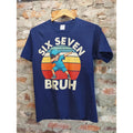 Port Company mens sz M 67 T Shirt Six Seven Bruh Dabbing Kid Graphic Navy Blue