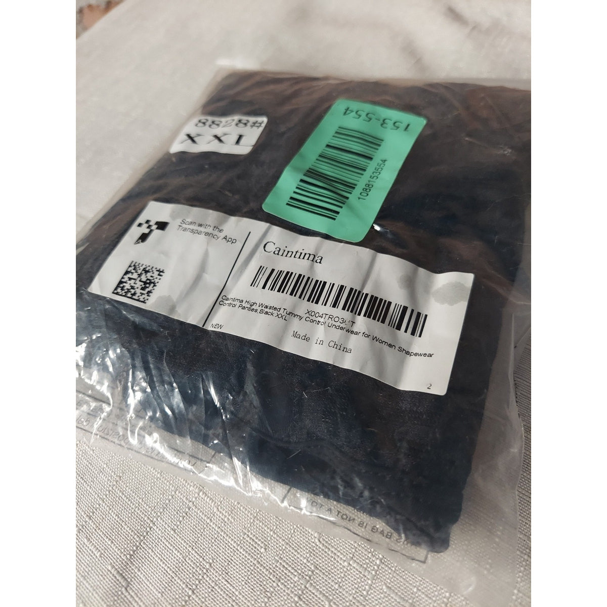 Caintima Womens Shapewear High Waisted Tummy Control Panties XXL Black Lace Trim