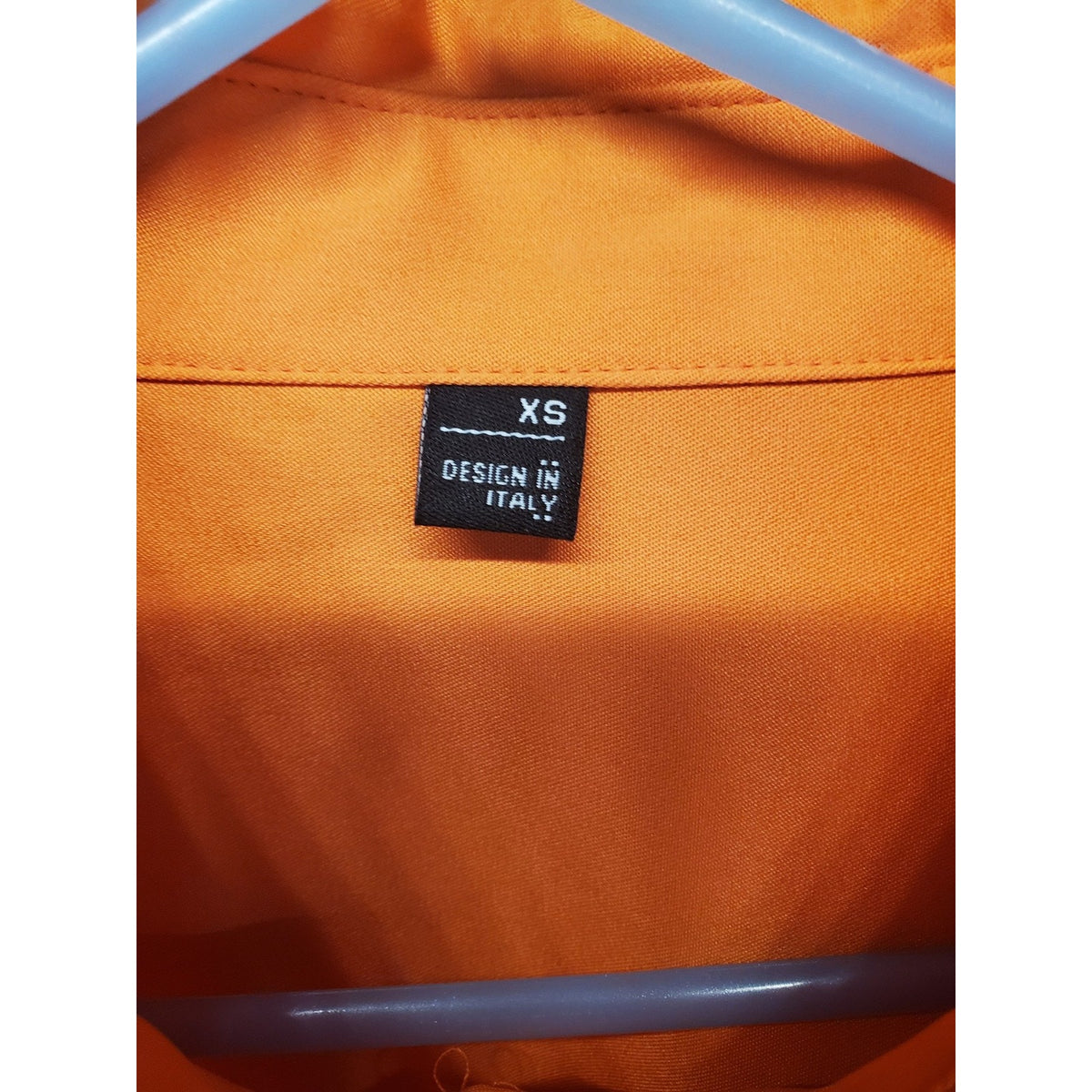 Womens Orange Tunic Shirt XS Short Sleeve Button Down Collared Oversized Italy