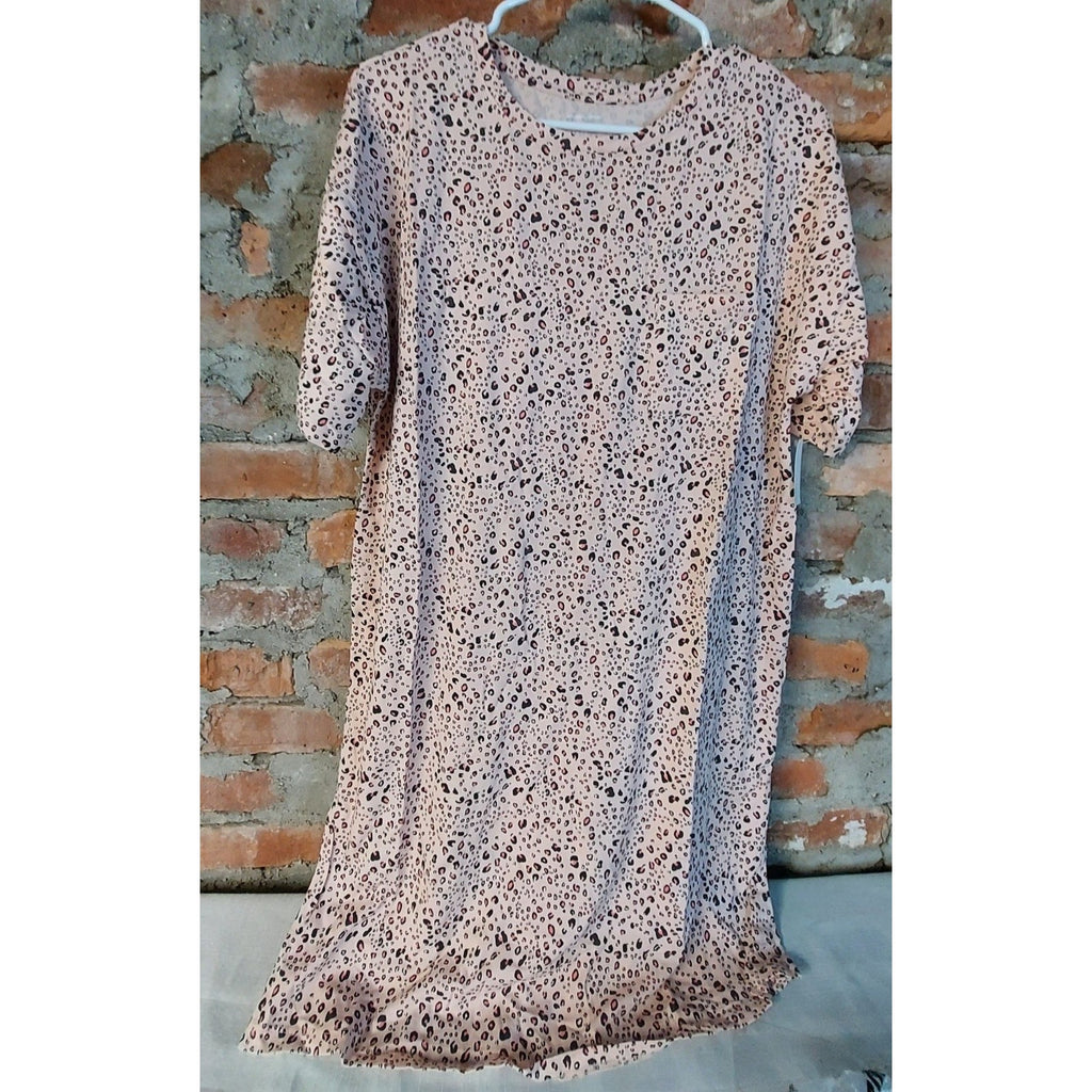 Amazon Essentials Womens Dress S Pink Leopard Print Short Sleeve A Line Casual
