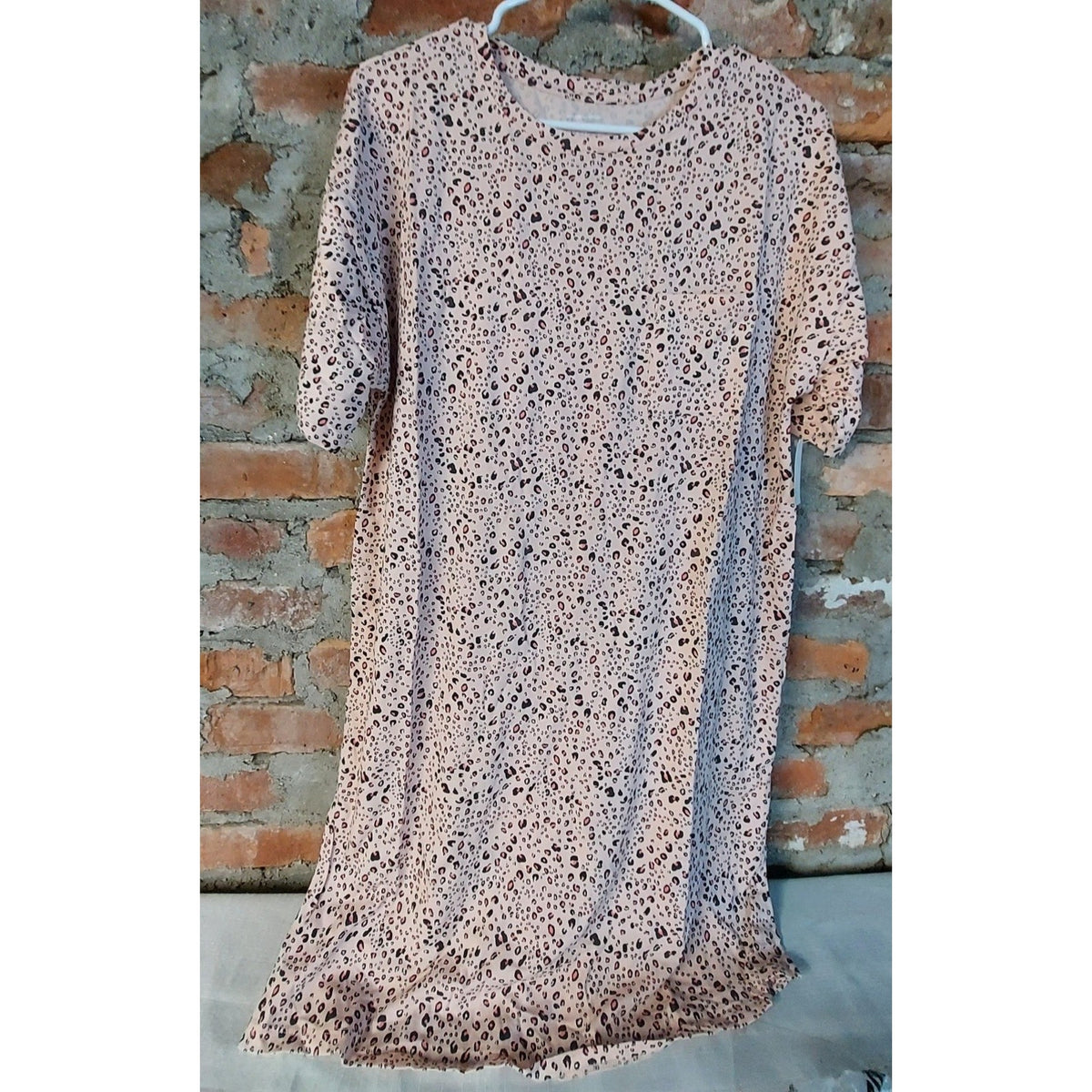 Amazon Essentials Womens Dress S Pink Leopard Print Short Sleeve A Line Casual