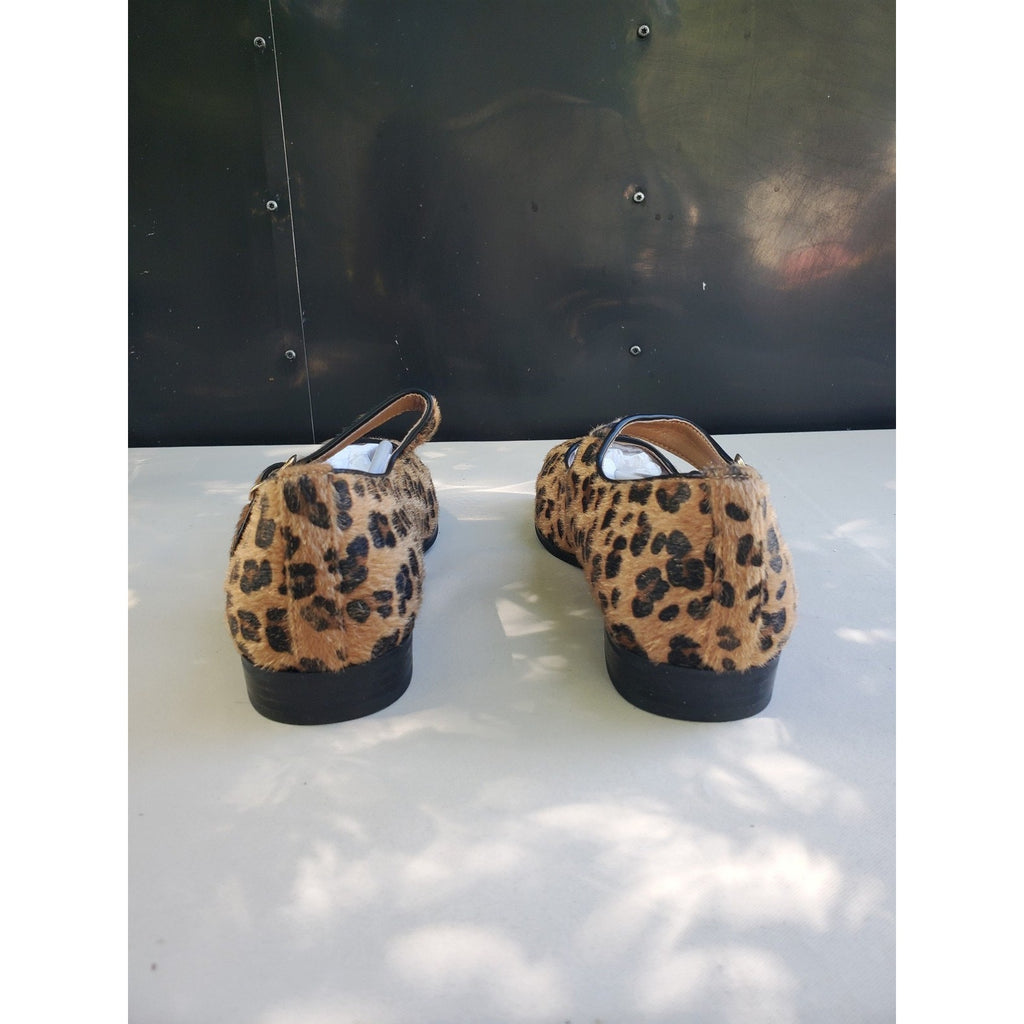 Womens Mary Jane Flats Leopard Print Size 10 Buckle Strap Animal Print