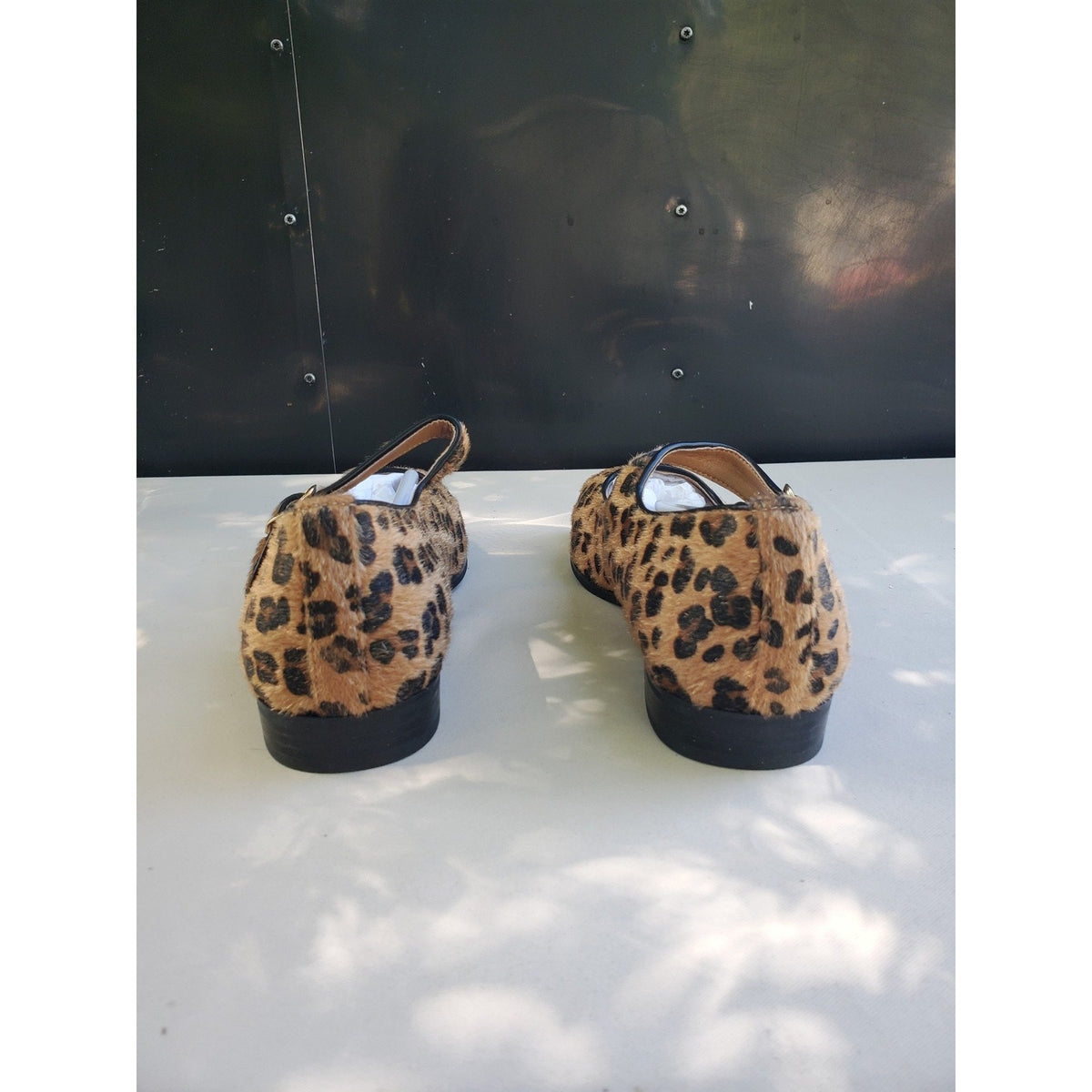 Womens Mary Jane Flats Leopard Print Size 10 Buckle Strap Animal Print