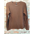 AUTONEY Womens Long Sleeve Shirt XL Brown Ribbed Crewneck Basic Top