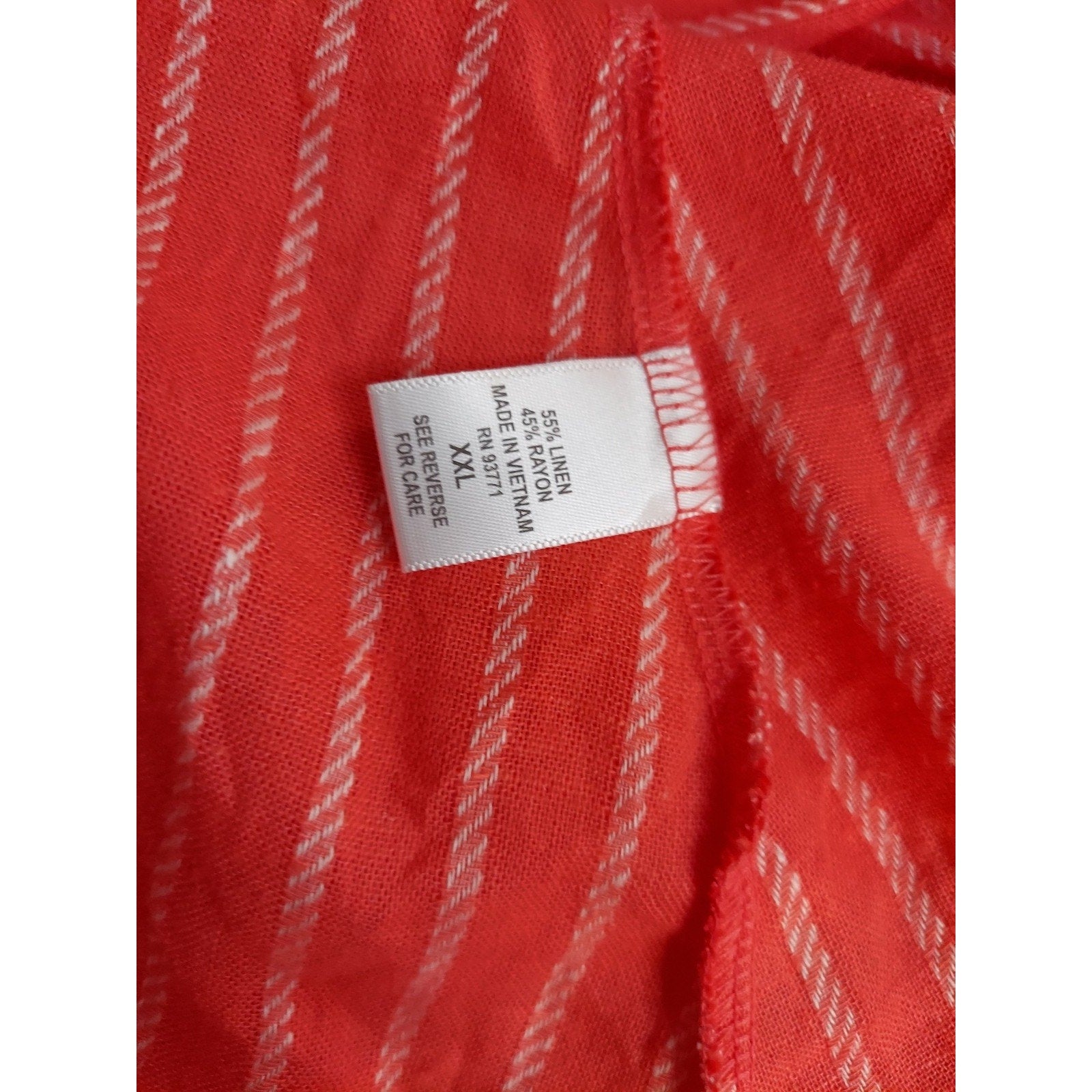 Folio Womens Maxi Sundress XXL Orange White Striped Linen Rayon Button Strap