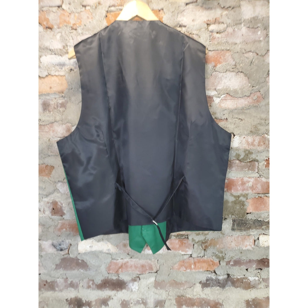 DiBanGu Mens Green Black Dress Vest XXL Formal Suit Business Wedding NWT