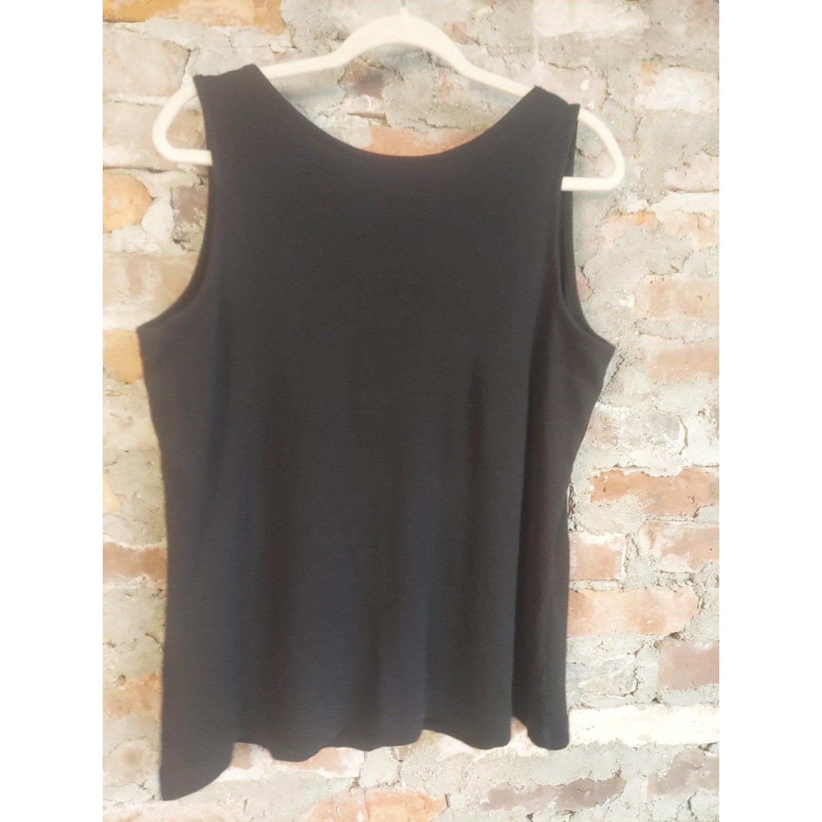 SO perfect fit Womens Tank Top 18/20W Black Ribbed Lace Trim V Neck Sleeveless