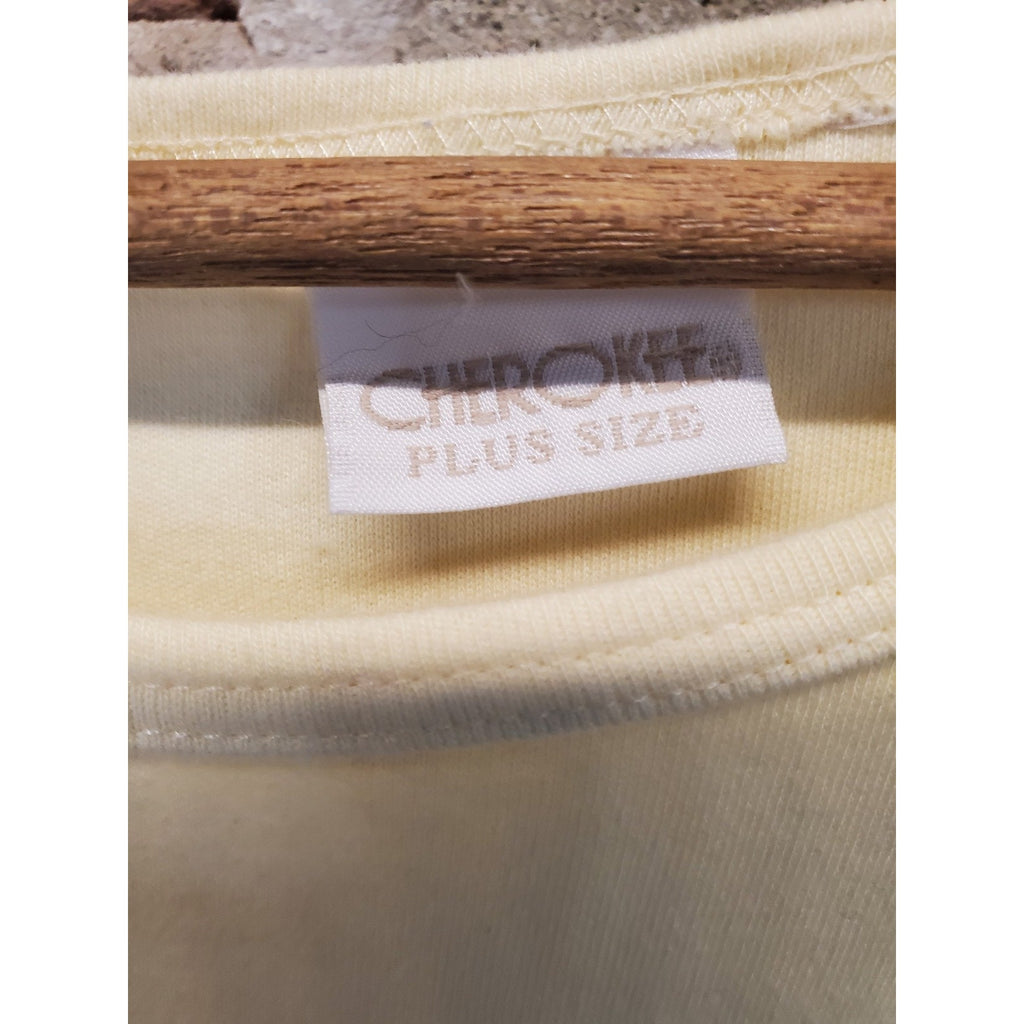 Cherokee Womens Plus Size T Shirt Yellow Short Sleeve Crew Neck Basic Solid