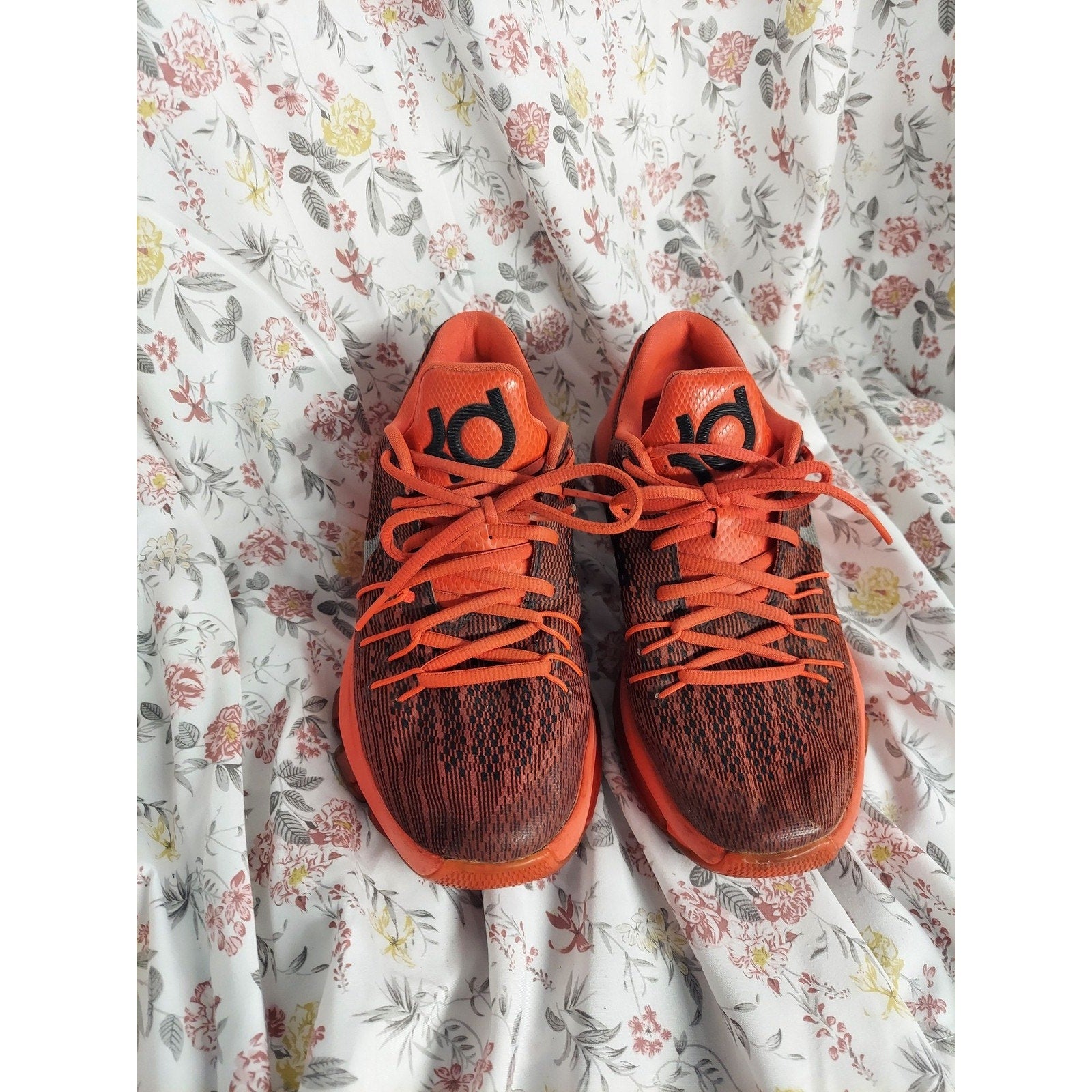 Nike KD 8 Youth 5Y Orange Black Basketball Athletic Training Low Top Shoes