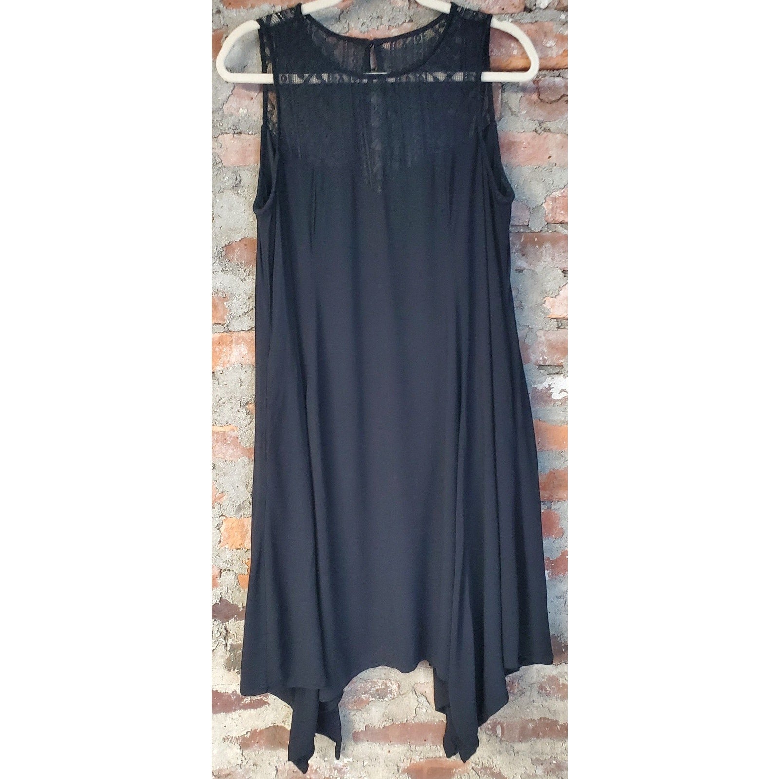 Torrid Womens Size 0 Large Dress Black Sleeveless Lace Midi Asymmetrical Hem